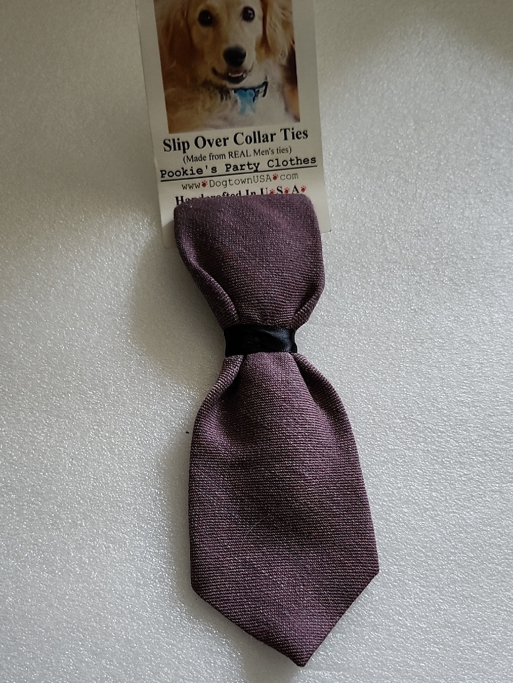 Hand Crafted Purple Slip Over Dog Collar Tie